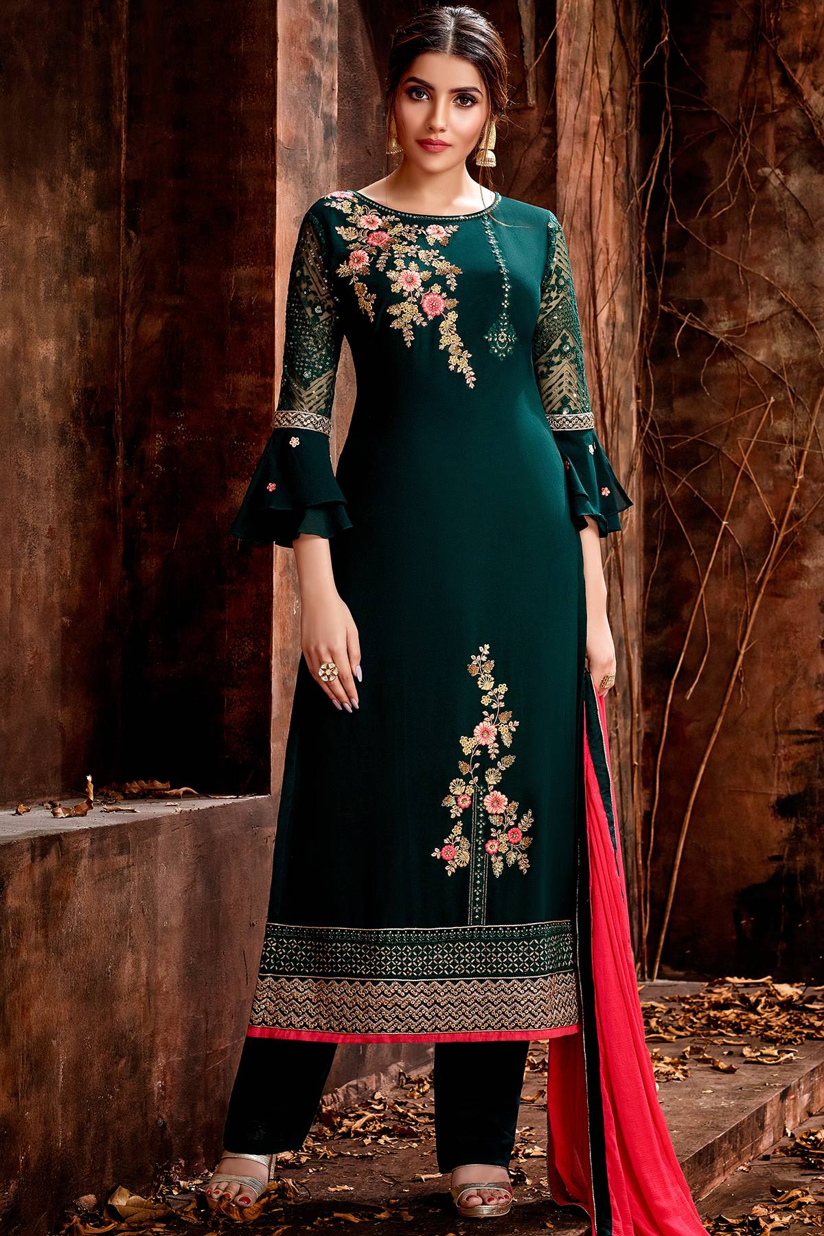 Green Designer Straight Cut Suit