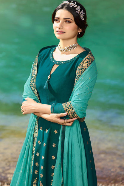 Green Embroidered Designer Anarkali Suit