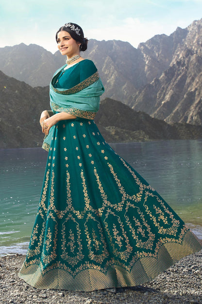 Green Embroidered Designer Anarkali Suit
