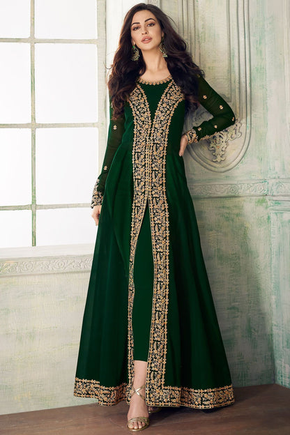 Green Embroidered Slit Cut Anarkali Suit