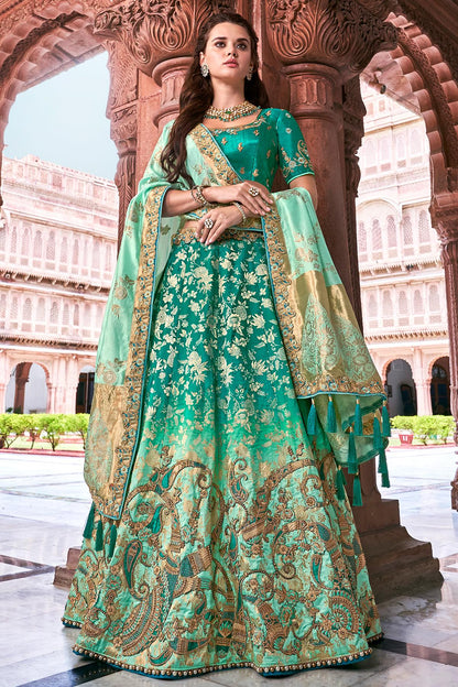 Green Wedding Lehenga Choli Set