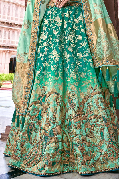 Green Wedding Lehenga Choli Set