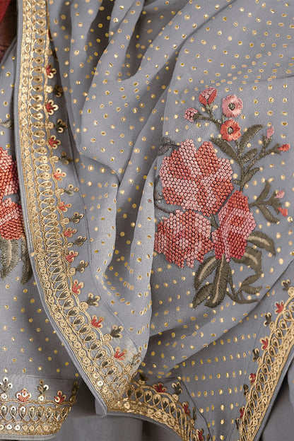 Grey Designer Dola Silk Palazzo Suit