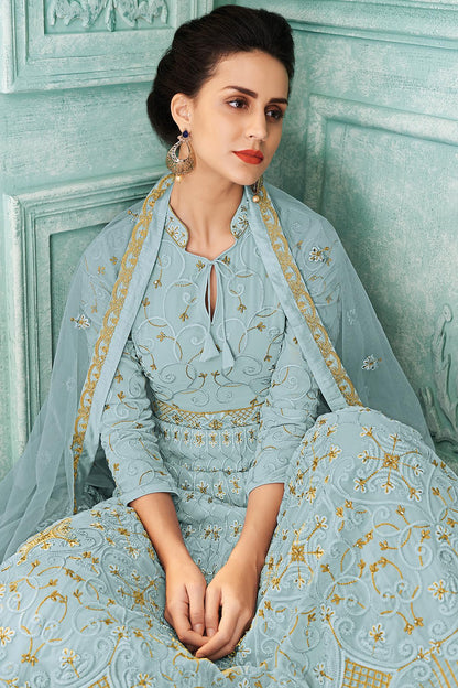 Grey Georgette Designer Anarkali Suit