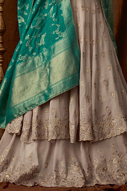 Grey Party Wear Lehenga Anarkali Suit