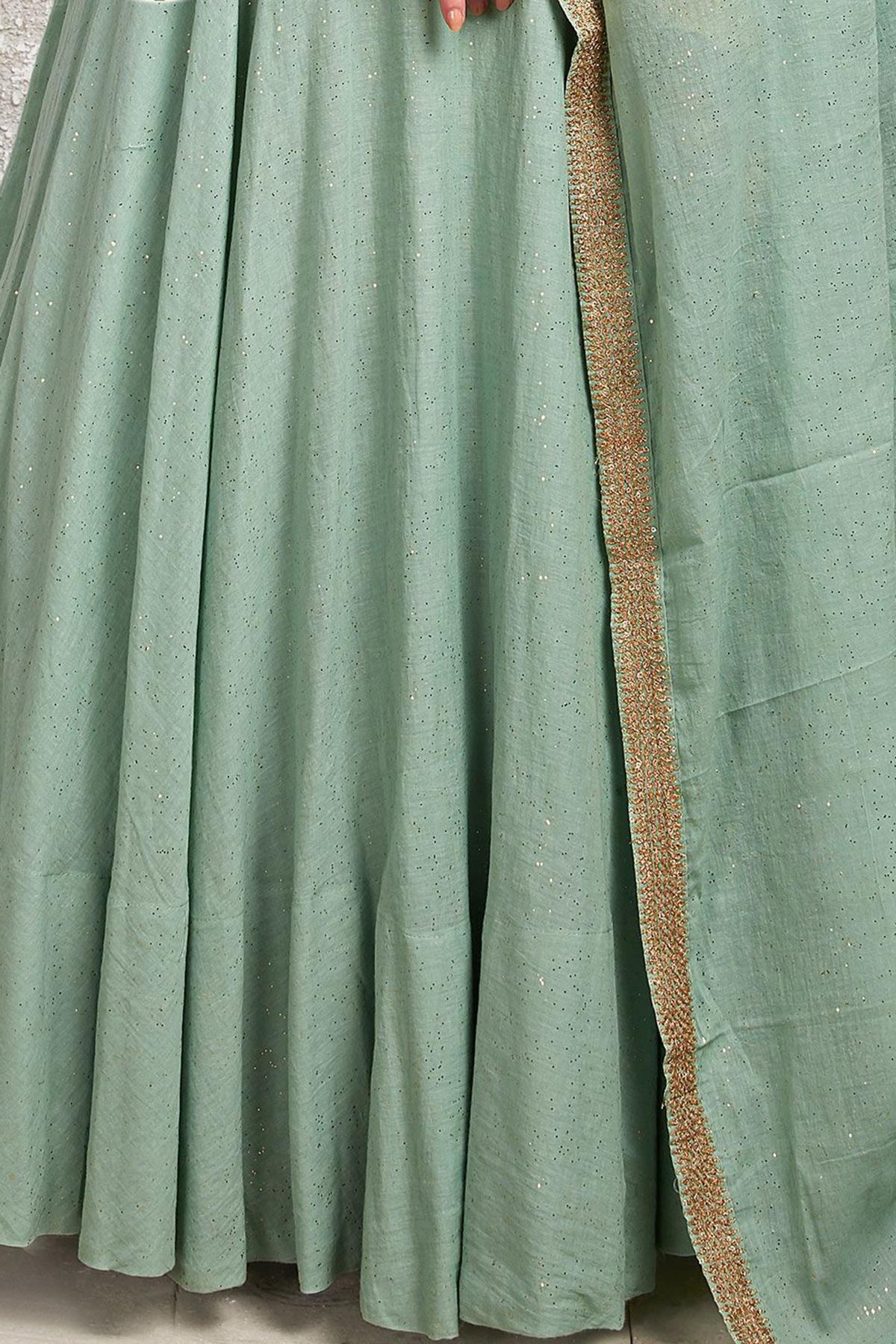 Greyish Blue Designer Cotton Maslin Gown