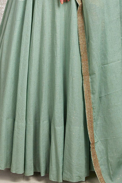 Greyish Blue Designer Cotton Maslin Gown