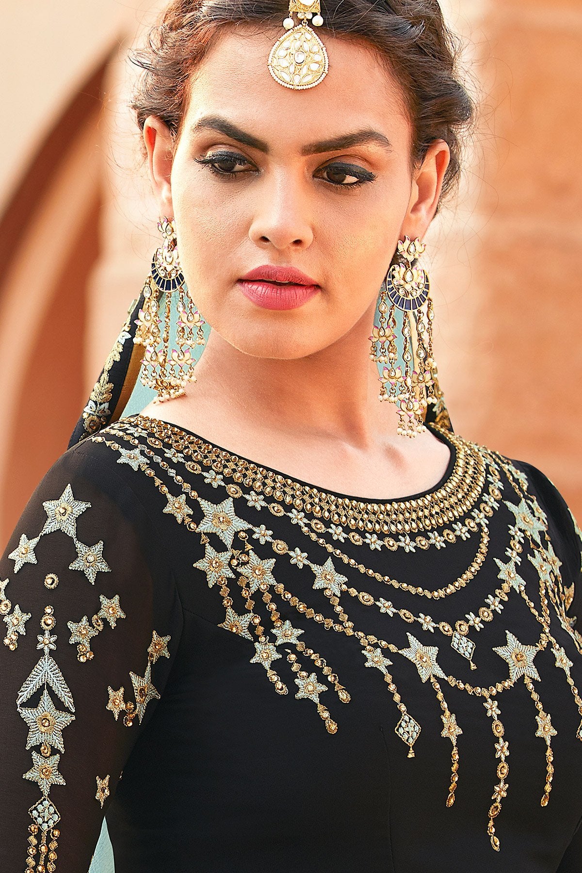 Midnight Black party wear Lehenga style suit