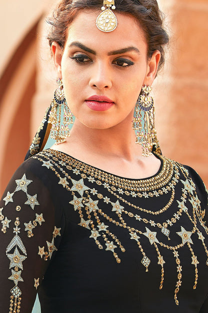 Midnight Black party wear Lehenga style suit