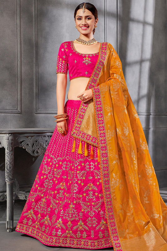 Hot Pink Silk Lehenga Choli