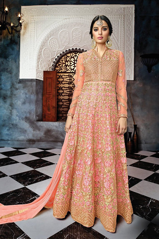 Rose Pink Party Wear Anarkali Style Suit