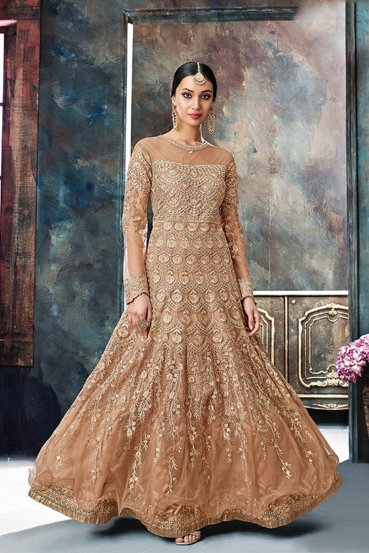 Coco Colored Party Wear Anarkali Style Suit