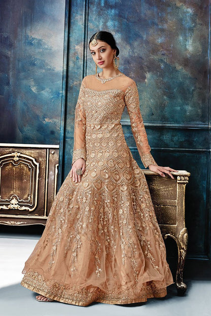 Coco Colored Party Wear Anarkali Style Suit