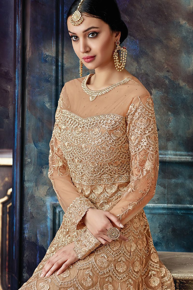 Coco Colored Party Wear Anarkali Style Suit