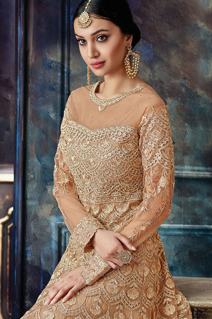 Coco Colored Party Wear Anarkali Style Suit