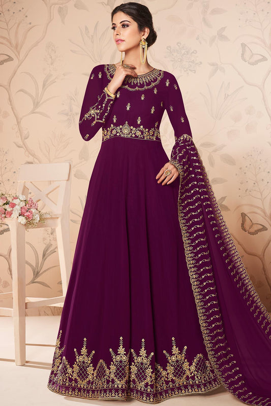Jam Purple Designer Anarkali Suit