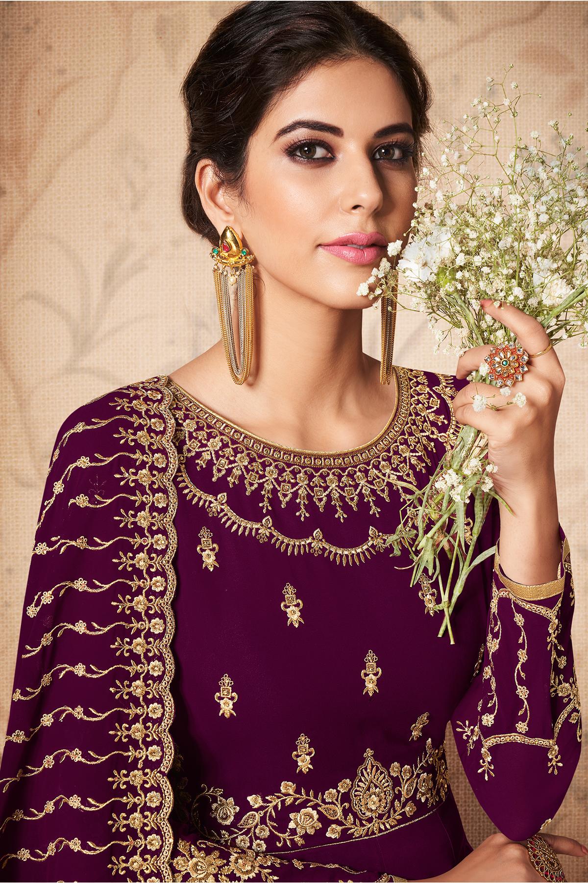 Jam Purple Designer Anarkali Suit