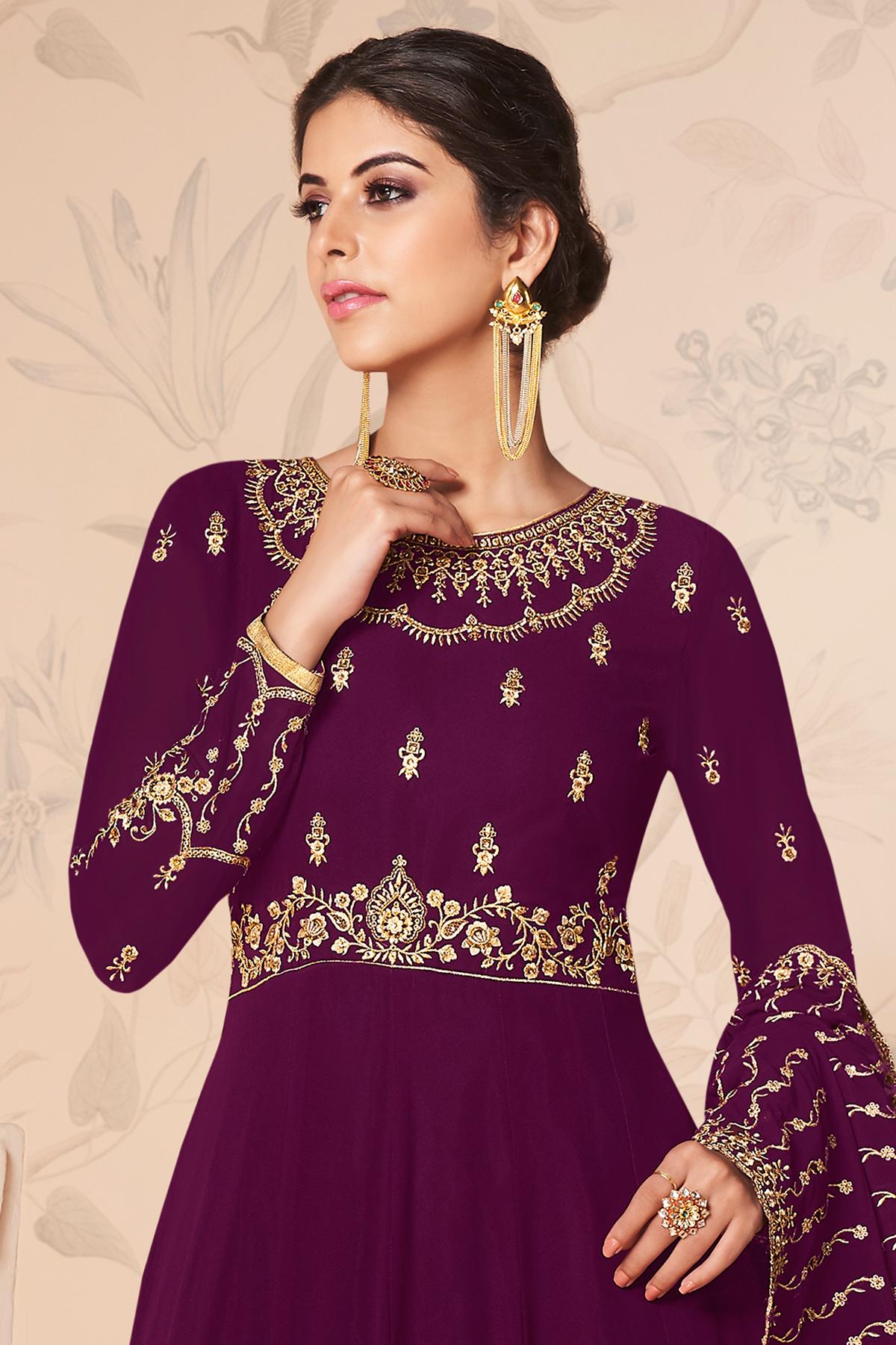 Jam Purple Designer Anarkali Suit