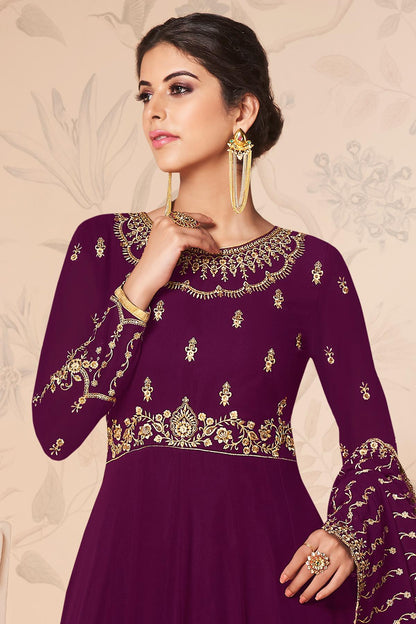 Jam Purple Designer Anarkali Suit
