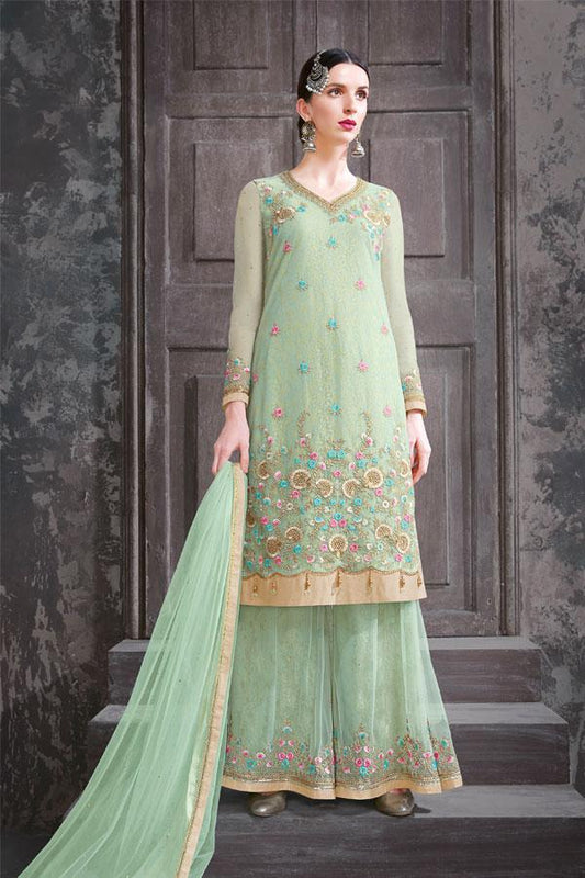 Charming Green Party Wear Suit With Palazzo