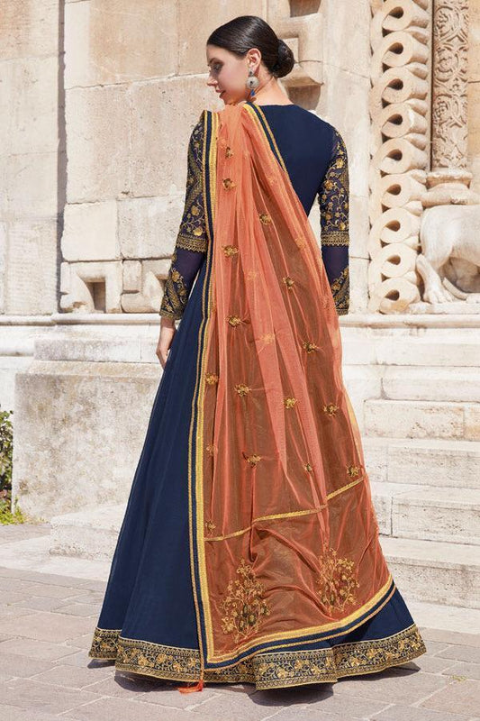 Navy-Blue Georgette Party wear Anarkali Suit