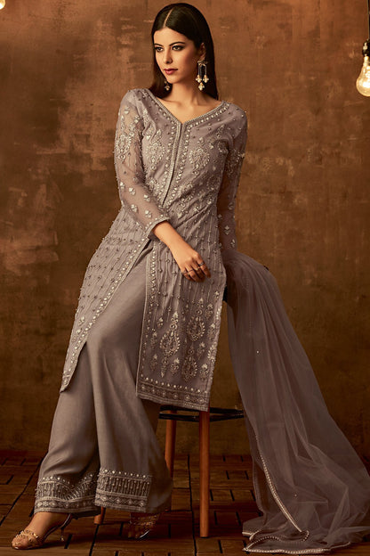 Gray Exclusive Designer Palazzo suit
