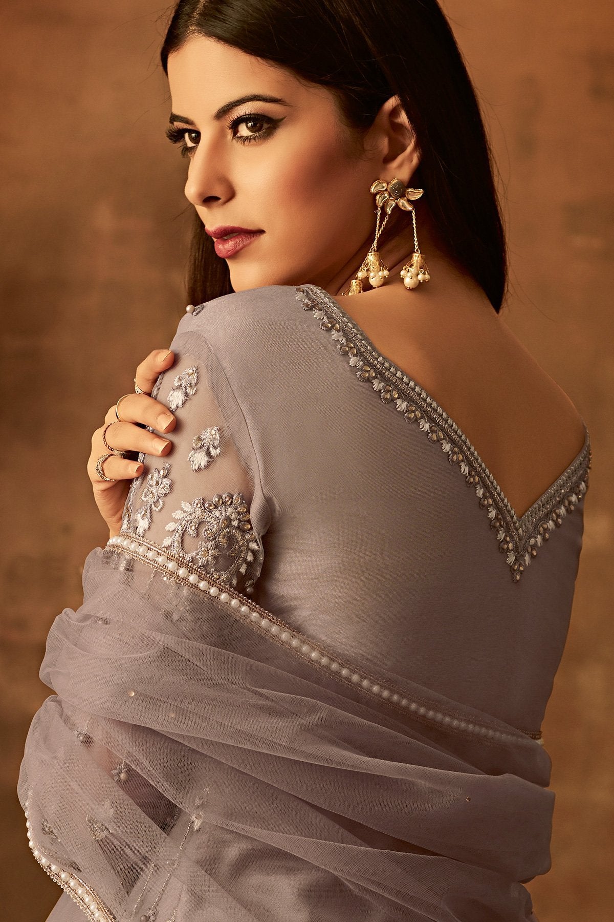 Gray Exclusive Designer Palazzo suit