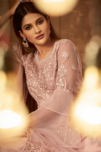 Dark Pink Net designer Palazzo suit