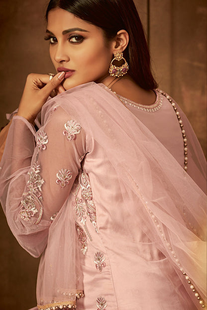 Dark Pink Net designer Palazzo suit