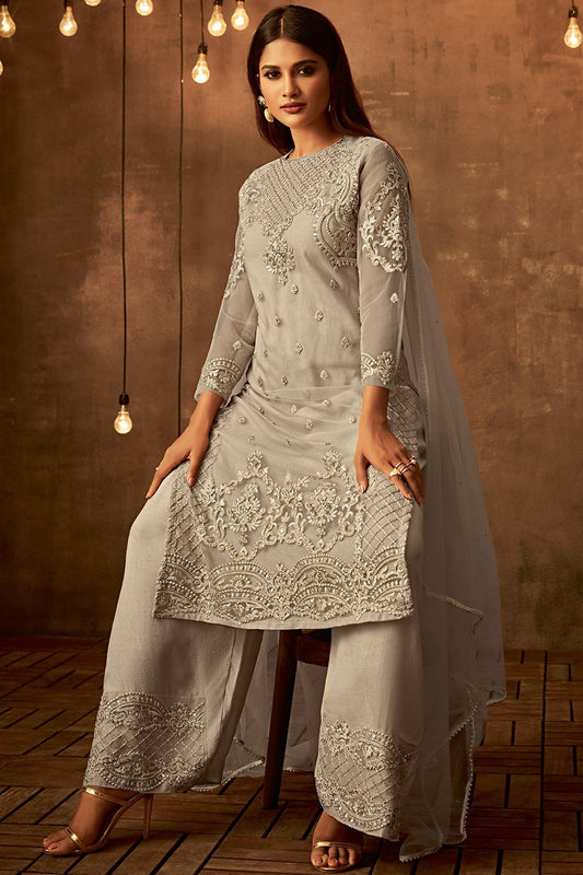 Slaty-White pretty looking designer Palazzo suit