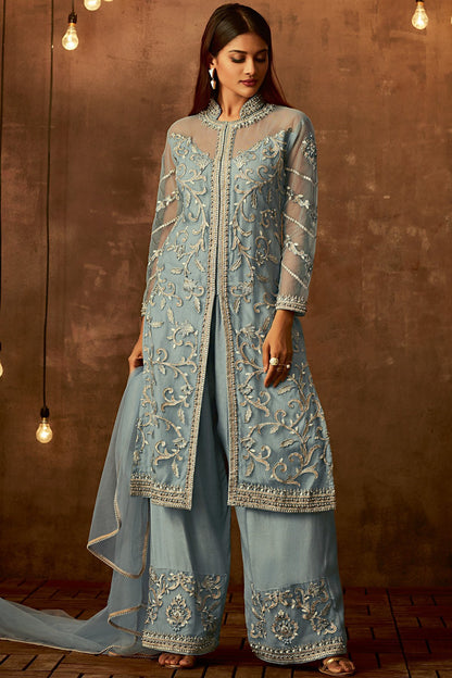 Sky Blue pretty looking designer Palazzo suit