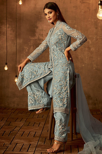 Sky Blue pretty looking designer Palazzo suit