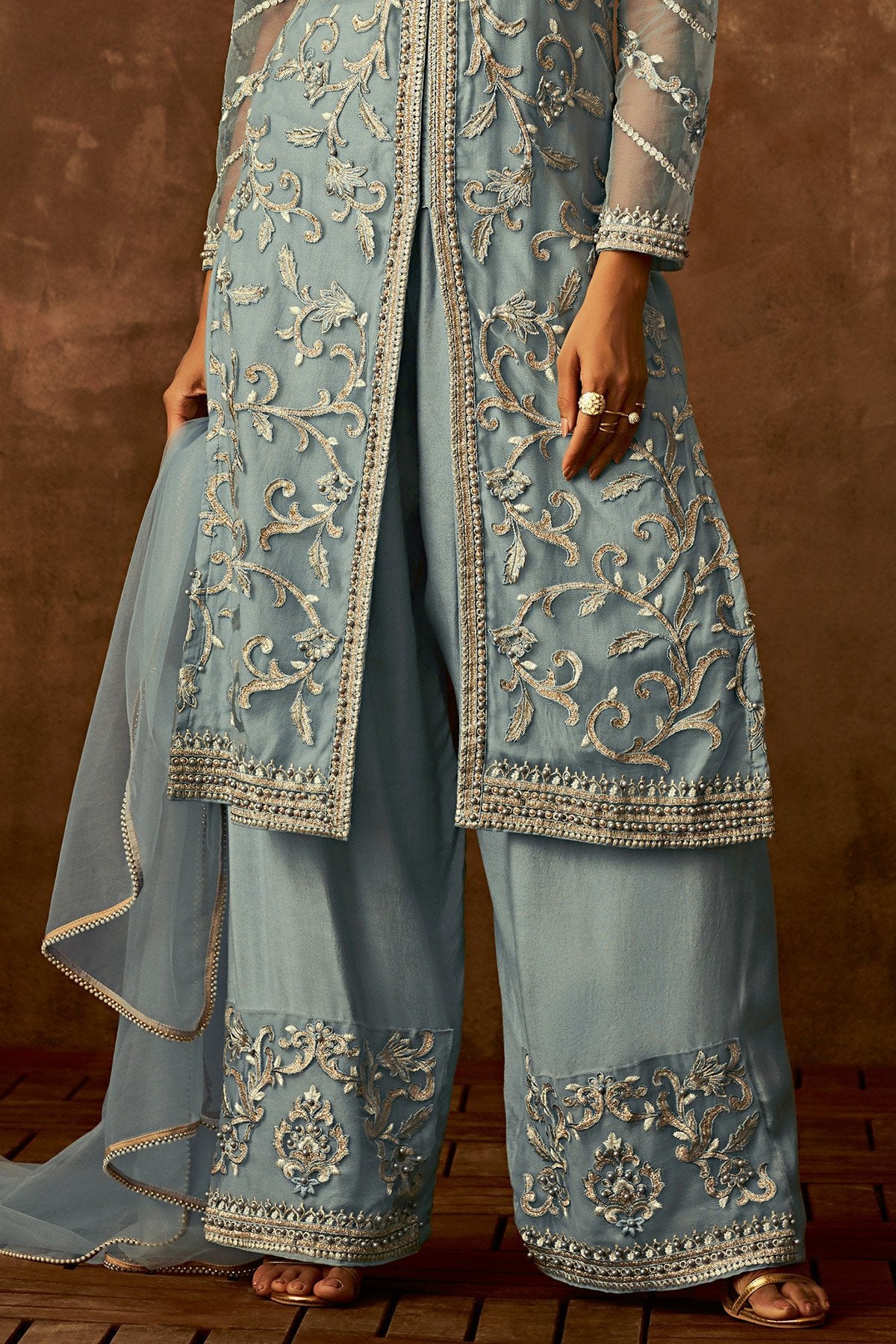 Sky Blue pretty looking designer Palazzo suit