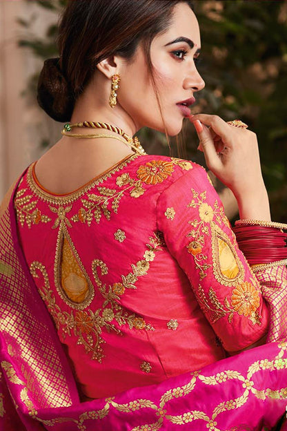 Yellow and Pink Lehenga set with Dupatta