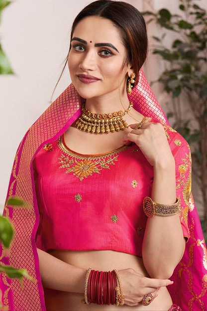 Yellow and Pink Lehenga set with Dupatta