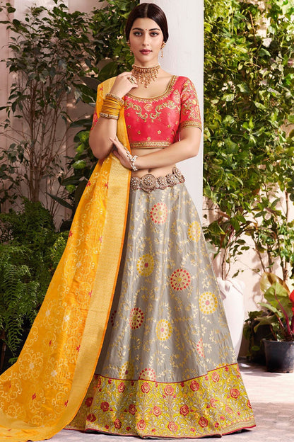 Yellow and Red Lehenga set with Dupatta