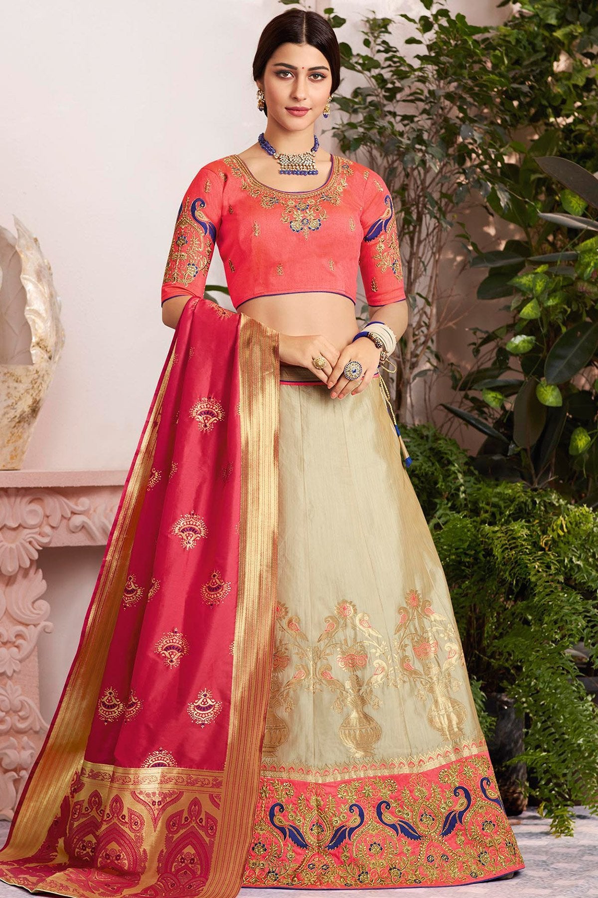 Gold and Red Lehenga set with Dupatta
