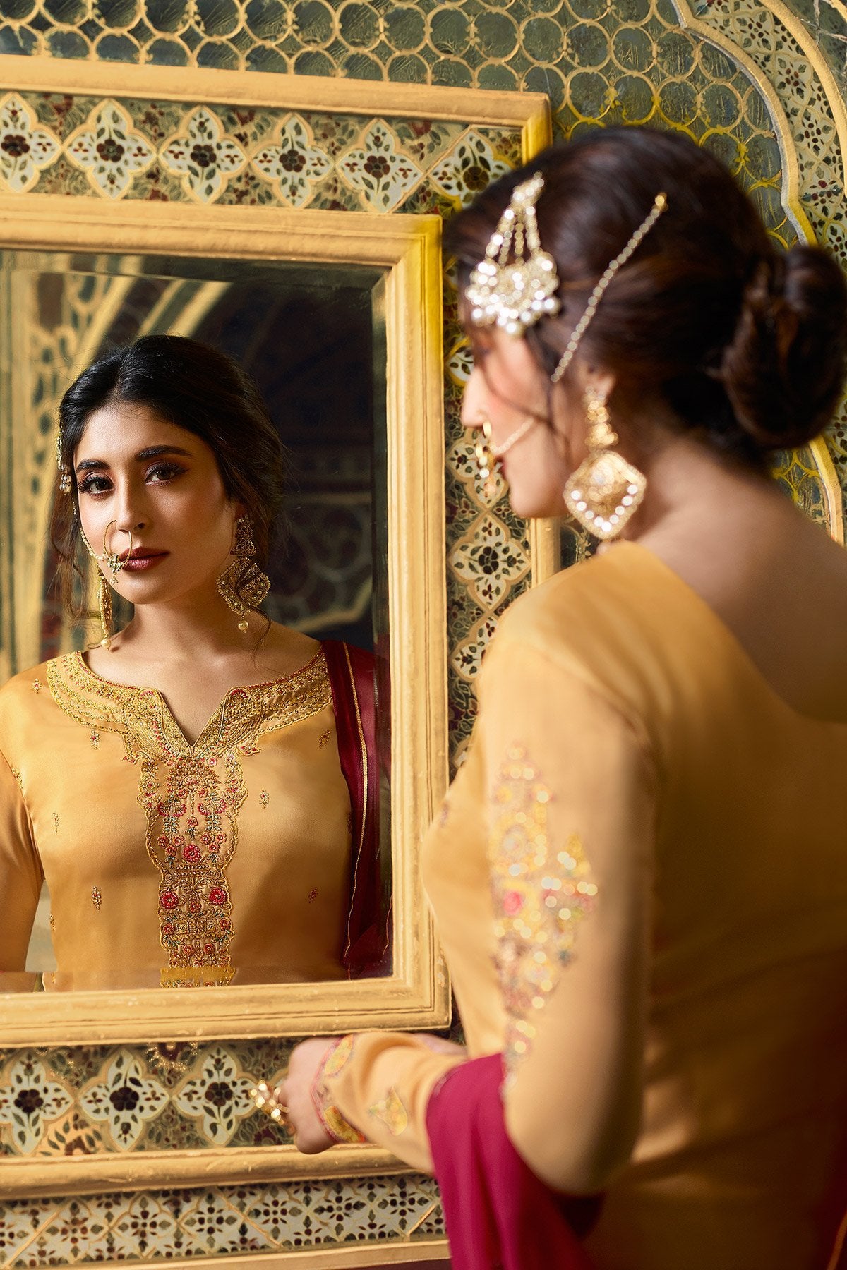 Yellow and Purple Designer Sharara Suit