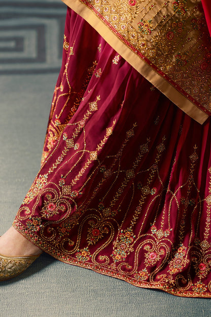 Yellow and Purple Designer Sharara Suit