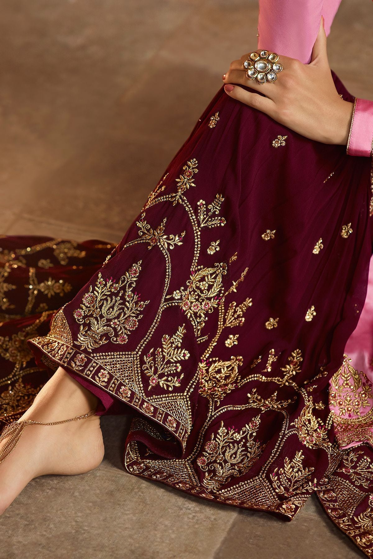 Lavender and Wine Georgette Palazzo Suit