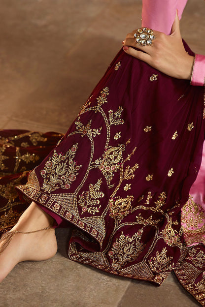 Lavender and Wine Georgette Palazzo Suit