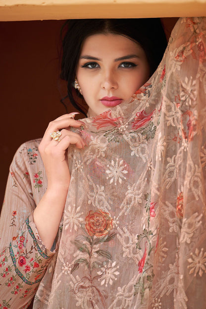 Lavender Cotton casual Wear Straight Suit