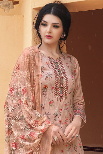 Lavender Cotton casual Wear Straight Suit