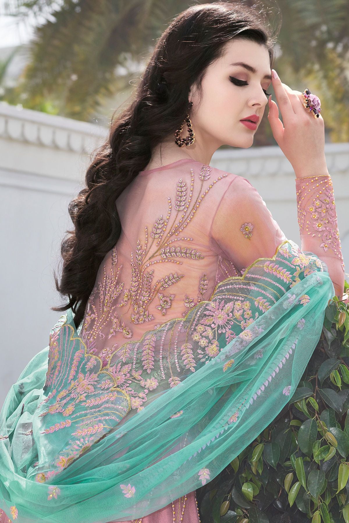 Lavender Net Party Wear Anarkali Suit