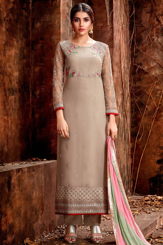 Light Brown Designer Straight Cut Suit
