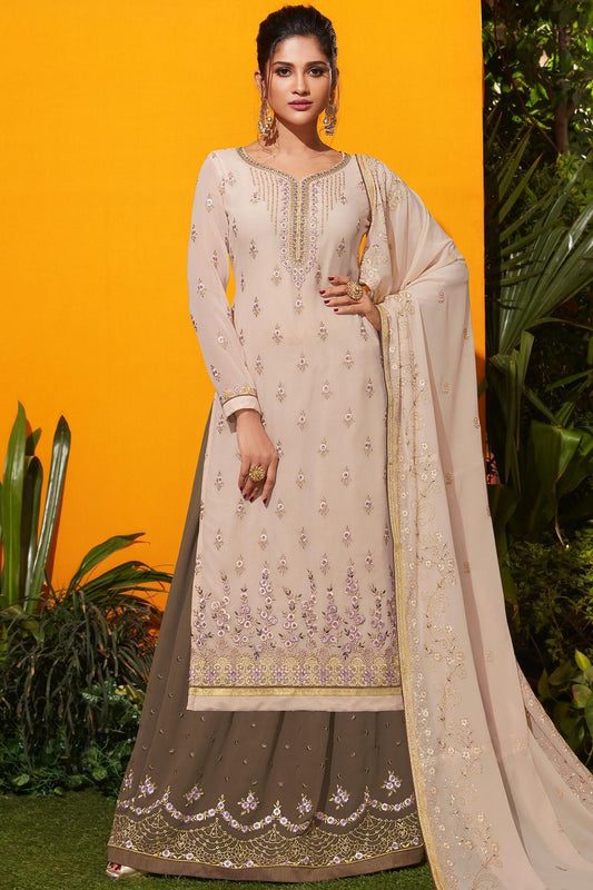 Light Coffee And Brown Designer Gharara Suit