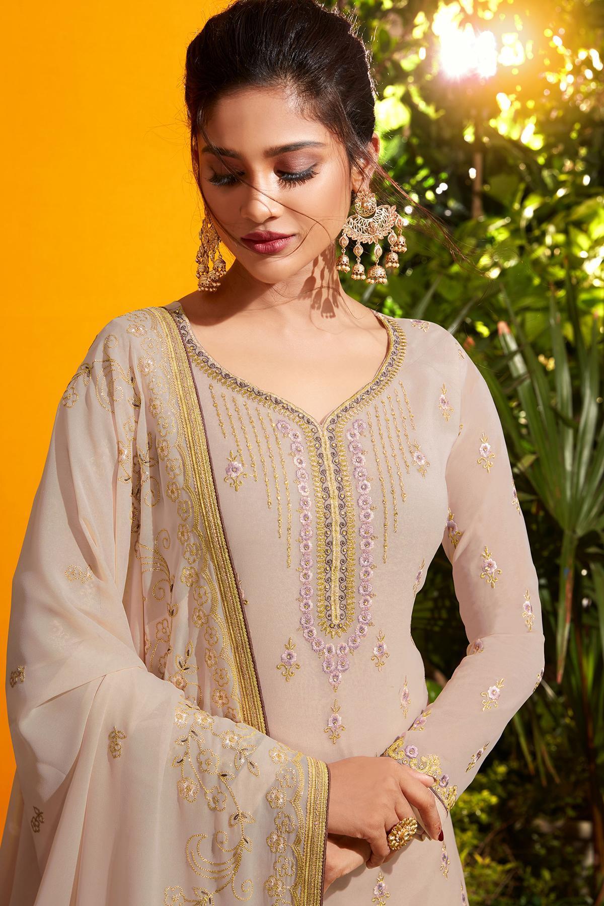 Light Coffee And Brown Designer Gharara Suit
