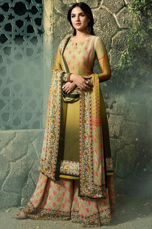 Light Green Dual Tone Georgette Sharara Suit
