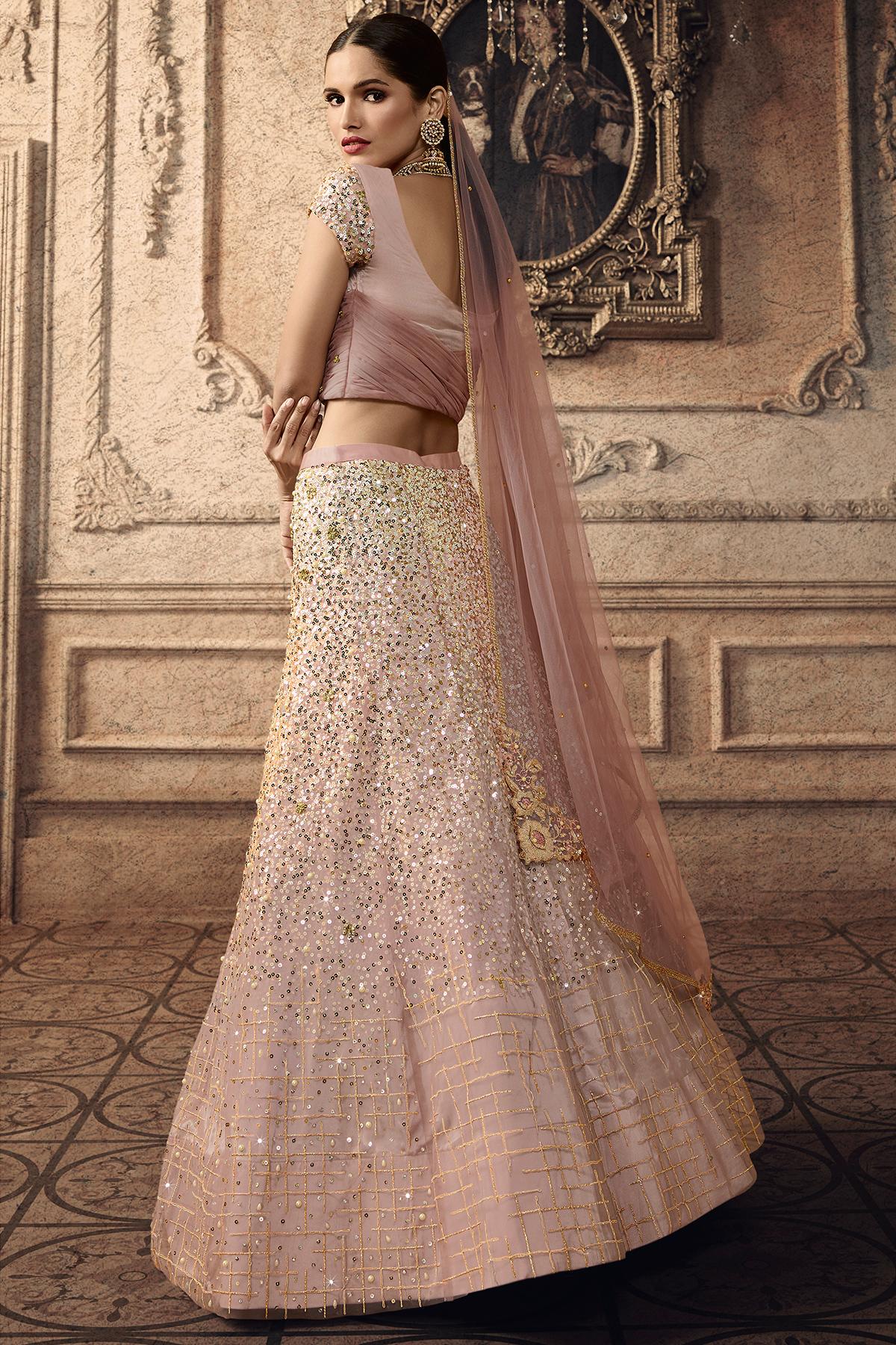 Light Mauve Designer Net Lehenga Choli Set