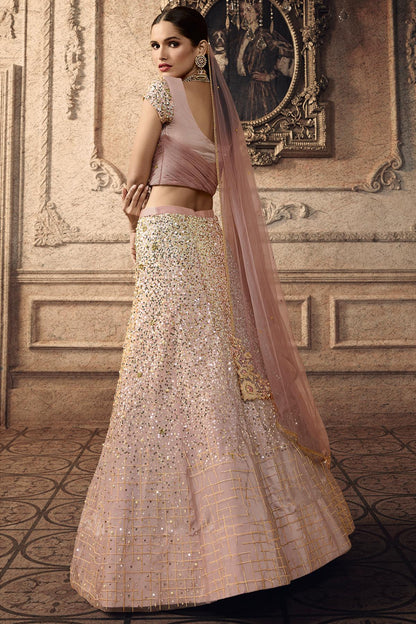 Light Mauve Designer Net Lehenga Choli Set
